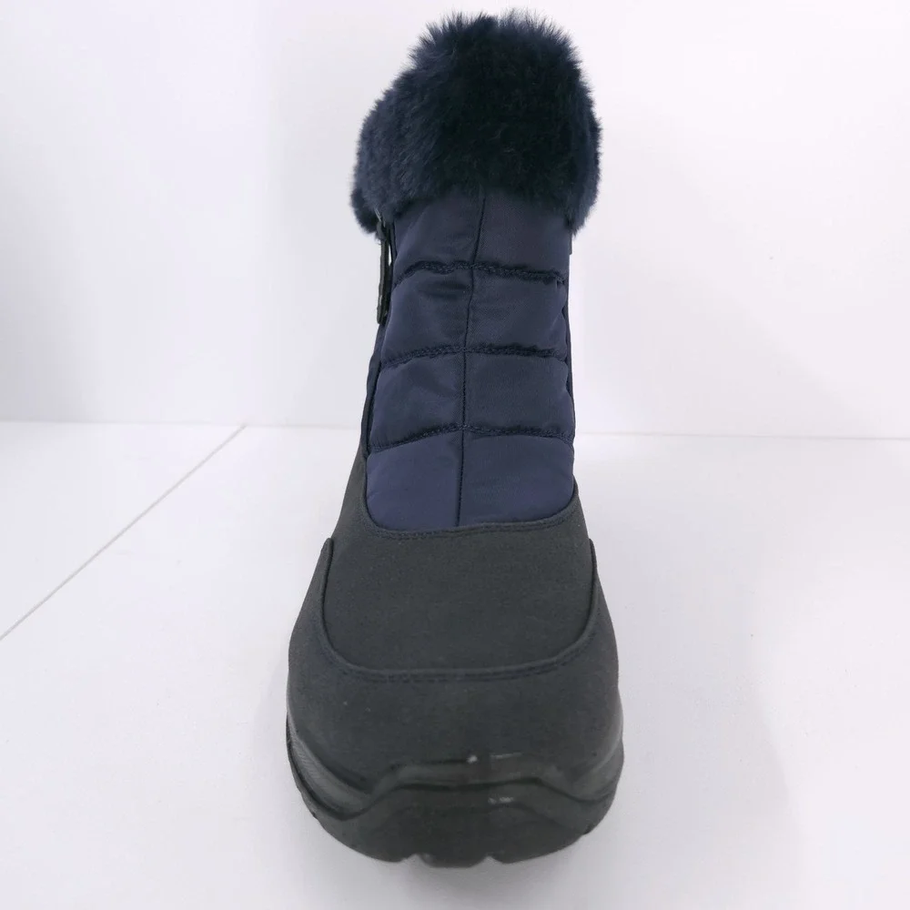 Easy Street Dry Waterproof Frosty Navy‎ Winter Booties Cozy Zip Womens Size 9 WW